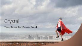  Presentation with hero woman - PPT theme enhanced with young-confident-woman-in-super background and a light gray colored foreground