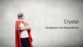  Presentation with hero woman - Theme consisting of young confident woman in super background and a  colored foreground