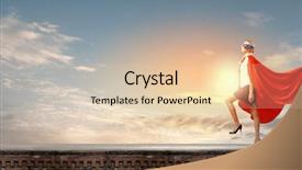  Presentation with hero woman - Beautiful theme featuring young confident woman in super hero costume backdrop and a lemonade colored foreground