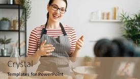  Presentation with digital - Slide deck enhanced with young-confident-woman-is-talking background and a coral colored foreground