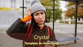  Presentation with bus station - Presentation theme with young-confused-asian-woman-wearing background and a  colored foreground