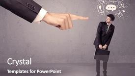  Presentation with question marks - Colorful slide deck enhanced with young confused businessman being fired backdrop and a gray colored foreground