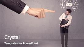  Presentation with question marks - Slide deck consisting of young confused businessman being fired background and a gray colored foreground