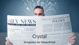  Presentation with question marks - Cool new PPT theme with young confused businessman reading daily backdrop and a lemonade colored foreground