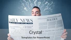  Presentation with question marks - Presentation design featuring young confused businessman reading daily background and a lemonade colored foreground