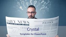  Presentation with question marks - Audience pleasing slides consisting of young confused businessman reading daily backdrop and a lemonade colored foreground