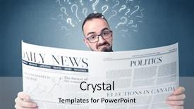  Presentation with questions question marks idea - Amazing theme having young confused businessman reading daily backdrop and a sky blue colored foreground