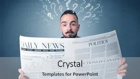  Presentation with question marks - PPT layouts enhanced with young confused businessman reading daily background and a  colored foreground