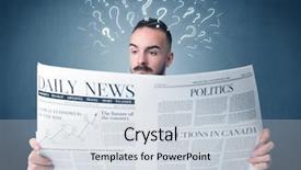  Presentation with daily bread - PPT theme featuring young confused businessman reading daily background and a  colored foreground