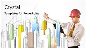  Presentation with construction red - Presentation having young-construction-site-worker background and a  colored foreground