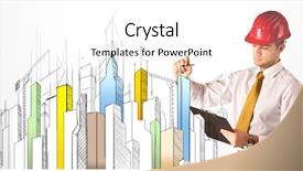  Presentation with construction red - Slide deck with pen in his hand background and a white colored foreground