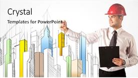  Presentation with construction red - Beautiful PPT theme featuring pen in his hand backdrop and a white colored foreground