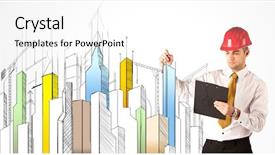  Presentation with construction red - Beautiful PPT theme featuring pen in his hand backdrop and a white colored foreground