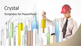  Presentation with construction red - PPT layouts with young construction site worker background and a white colored foreground