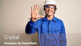  Presentation with security - Slide set featuring young-constructor-man-wearing-uniform background and a gray colored foreground