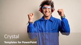  Presentation with winner - Theme with young-constructor-man-wearing-uniform background and a coral colored foreground