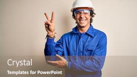  Presentation with camera security - Slide deck enhanced with young-constructor-man-wearing-uniform background and a coral colored foreground