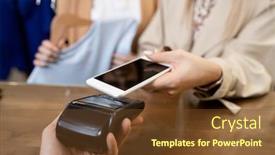  Presentation with machine shop - PPT theme consisting of young-consumer-holding-smartphone-over background and a tawny brown colored foreground