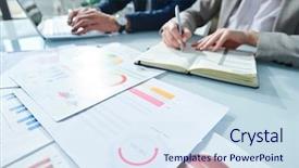  Presentation with pen - Cool new slide set with young contemporary analyst with pen backdrop and a sky blue colored foreground