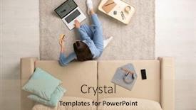  Presentation with online shopping - Amazing presentation having young-contemporary-brunette-female backdrop and a coral colored foreground