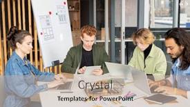  Presentation with mobile network - Audience pleasing PPT theme consisting of young-contemporary-co-workers backdrop and a mint green colored foreground