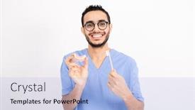  Presentation with isolation - Slide set enhanced with young-contemporary-dentist-in-blue background and a light blue colored foreground