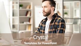  Presentation with computer network design - Presentation featuring young contemporary designer or programmer background and a coral colored foreground