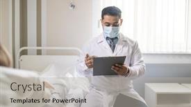  Presentation with data medical - Slides with young-contemporary-doctor-in-formalwear background and a light gray colored foreground