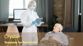  Presentation with leave - Slide deck consisting of young-contemporary-doctor-in-protective background and a coral colored foreground