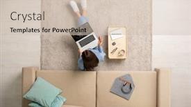  Presentation with blue - Amazing theme having young-contemporary-female-in-blue backdrop and a soft green colored foreground