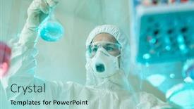  Presentation with substance - Slide set consisting of young-contemporary-female-scientist background and a light blue colored foreground