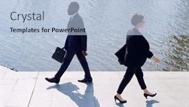  Presentation with moving business - PPT theme consisting of young-contemporary-intercultural-business-professionals background and a light blue colored foreground