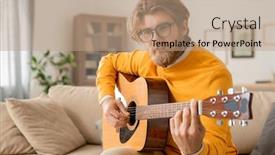  Presentation with course - Beautiful presentation featuring young-contemporary-male-musician backdrop and a coral colored foreground