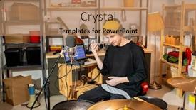  Presentation with drum - Presentation enhanced with young-contemporary-musician-using-shaker background and a coral colored foreground