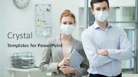  Presentation with managers - PPT theme featuring young-contemporary-office-managers background and a soft green colored foreground