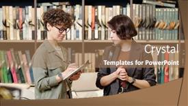  Presentation with choice - Slides having young-contemporary-shop-assistant-making background and a coral colored foreground