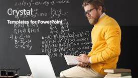  Presentation with algebraic - Colorful presentation theme enhanced with young-contemporary-teacher-with-copybook backdrop and a dark gray colored foreground