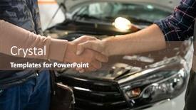  Presentation with service technician - PPT theme with young-contemporary-technician-of-car background and a violet colored foreground