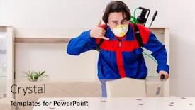  Presentation with pest control - Beautiful theme featuring young contractor doing pest control at home backdrop and a lemonade colored foreground