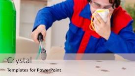 Presentation with pest control - Audience pleasing PPT layouts consisting of young contractor doing pest control at home backdrop and a lemonade colored foreground