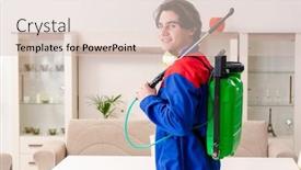  Presentation with pest - Cool new presentation design with young contractor doing pest control backdrop and a lemonade colored foreground