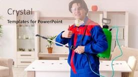  Presentation with pest - Slides with young-contractor-doing-pest-control background and a lemonade colored foreground