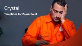  Presentation with dark - Slide deck enhanced with young-convict-man-sitting background and a ocean colored foreground