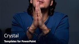  Presentation with dark - Slide deck enhanced with young-convict-man-sitting background and a navy blue colored foreground