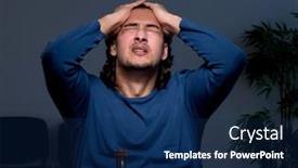  Presentation with dark - Presentation theme having young-convict-man-sitting background and a navy blue colored foreground