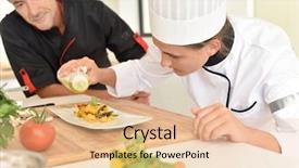  Presentation with young college student diagnosis of sti - Colorful slide deck enhanced with young cook student in training backdrop and a  colored foreground