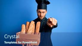  Presentation with beard - Colorful PPT theme enhanced with young-cooker-man-with-beard backdrop and a ocean colored foreground