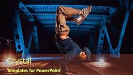  Presentation with break dance - Presentation theme featuring young-cool-man-break-dancer background and a tawny brown colored foreground