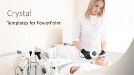  Presentation with laser beauty treatment - Audience pleasing PPT layouts consisting of young-cosmetologist-in-surgical-gloves backdrop and a cream colored foreground