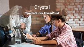  Presentation with waitress - Colorful presentation theme enhanced with young-couple-and-a-waitress backdrop and a tawny brown colored foreground